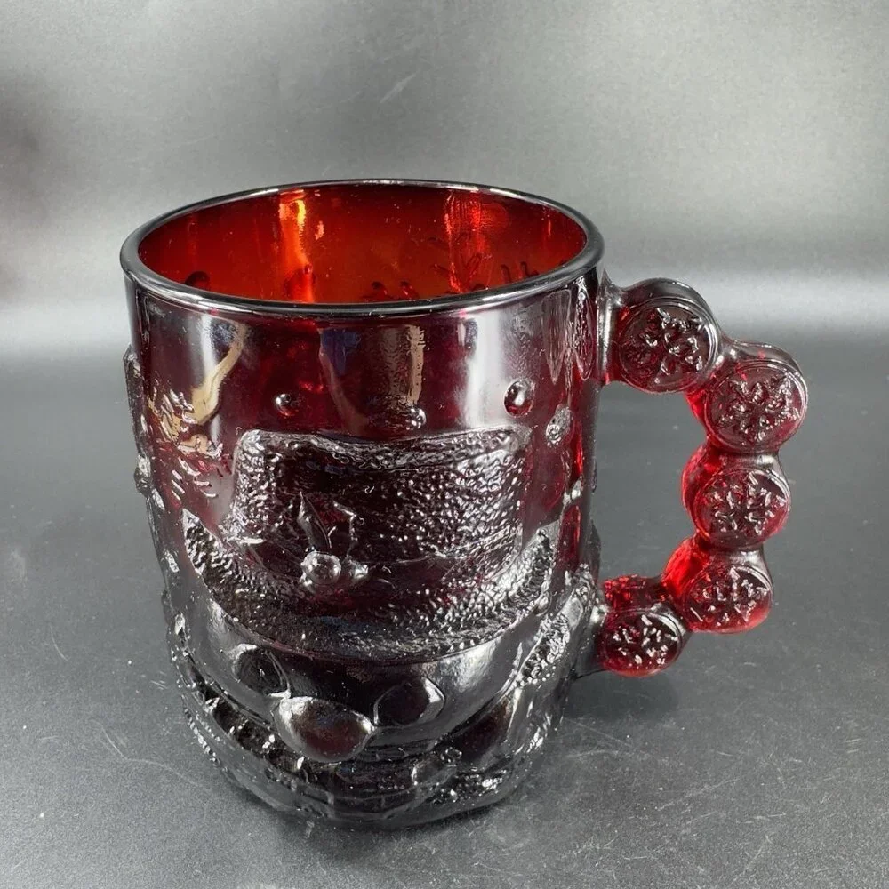 Luminarc Arcoroc Ruby Red Thick Heavy Glass Mug Cup Set Manganese 365nm UV Glow - Picture 5 of 13